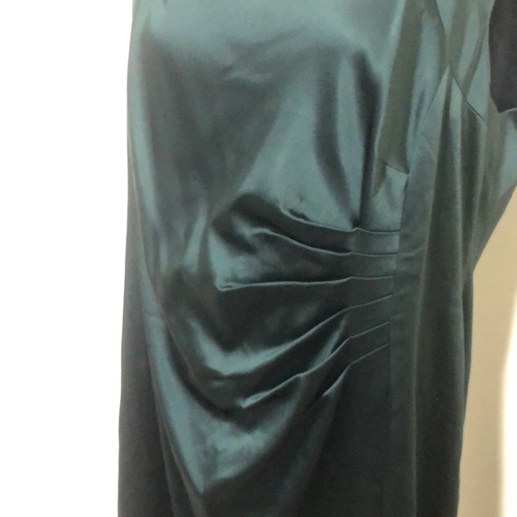 Tahari Sheath Dress Size 14W Dark Forest Green Ruched Side - Picture 3 of 9